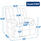 Lazy Boy Oversized Fabric Swivel Rocking Manual Recliner Chair, 37.8L*38.2W*41H, 155 Degrees