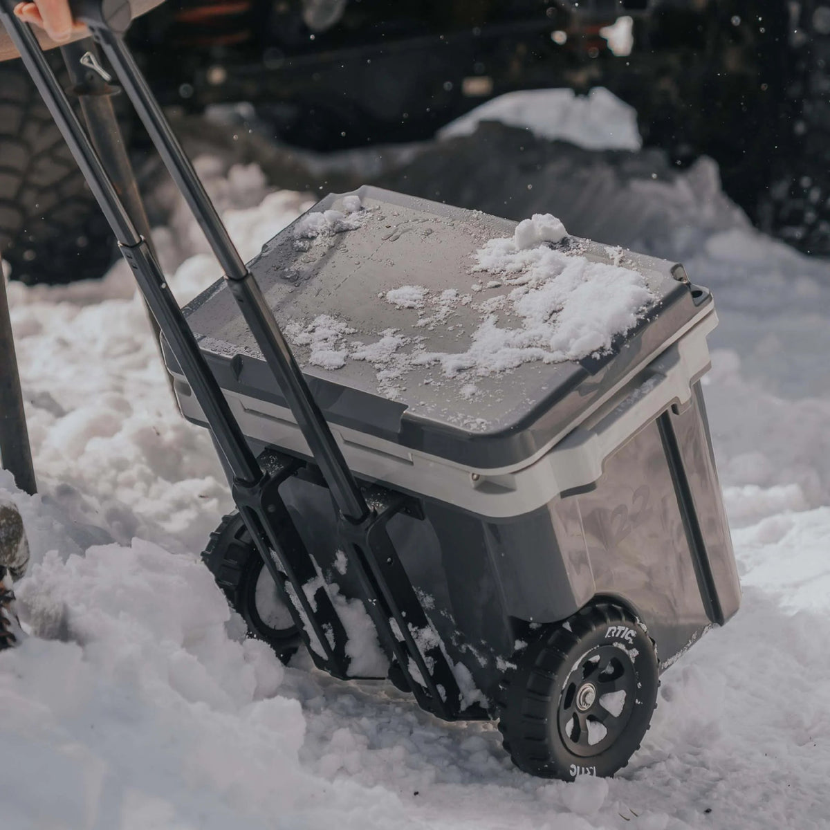 RTIC Ultra-Light Wheeled Hard-Sided Cooler, 22 QT, Fits 28 Cans or 6 Wine Bottles, White & Grey