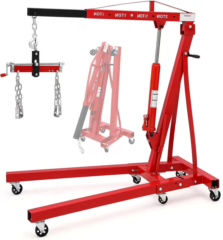 JoanKaren Hydraulic Engine Hoist 4400 lbs, Folding, Yellow - PAU_0LMM