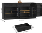 71 Inch Farmhouse Sideboard Buffet Cabinet With Adjustable Shelves And 2 Drawers - Black