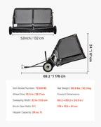 VEVOR Tow-Behind Lawn Sweeper, 52 in, 26 cu.ft.