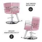 OmySalon Salon Chair With Hydraulic Pump, Pink, 360 Degree Swivel