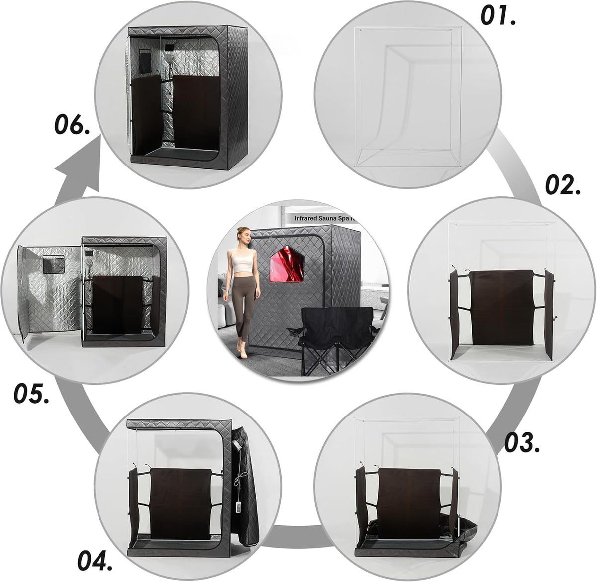 Portable 2-Person Infrared Sauna Tent With 2 Foldable Chairs, Remote Control, 1600 Watt, 140 Fahrenheit