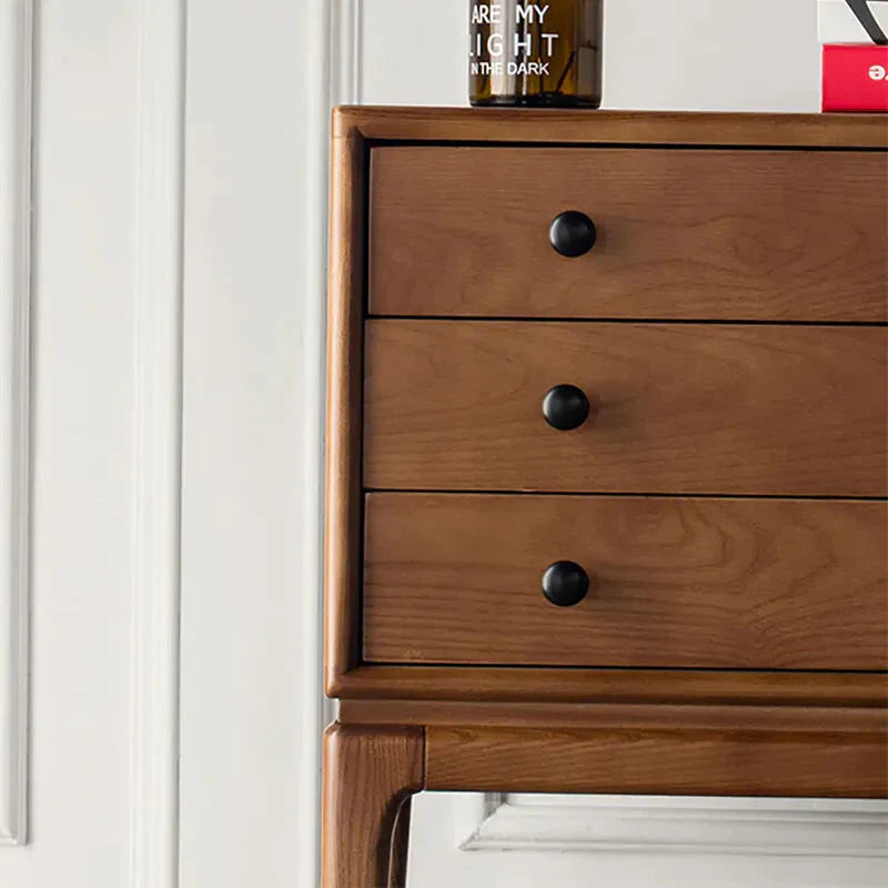 Walnut Ash Wood Chest Cabinet With 3 Drawers, 23.6 x 14.2 x 31.5 in