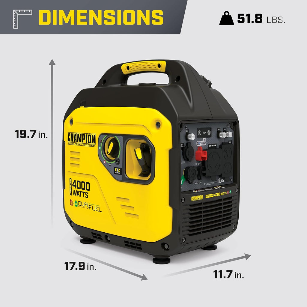 Champion Power Equipment 4000-Watt Dual Fuel RV Ready Portable Inverter Generator With CO Shield
