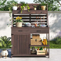 Wooden Garden Potting Bench With 5 Drawers
