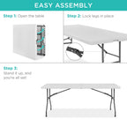 Best Choice Products 6ft Plastic Folding Table, 72in x 30in x 30in, White