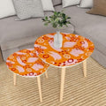 LNSETGC Small Coffee Nesting Tables With Colorful Embroidery Border