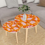 LNSETGC Small Coffee Nesting Tables With Colorful Embroidery Border