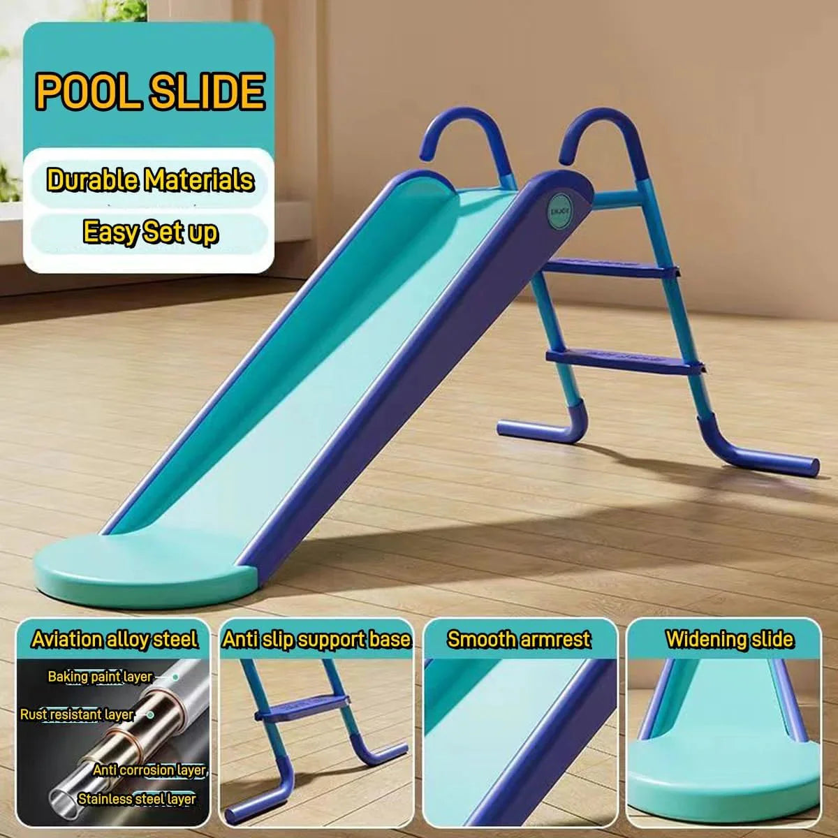Houtclort Inflatable Swimming Pool Slide, Blue, 57in L x 7.8in W x 27in H