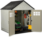 Rubbermaid Resin Outdoor Storage Shed With Floor, 7 x 7 Ft, Gray