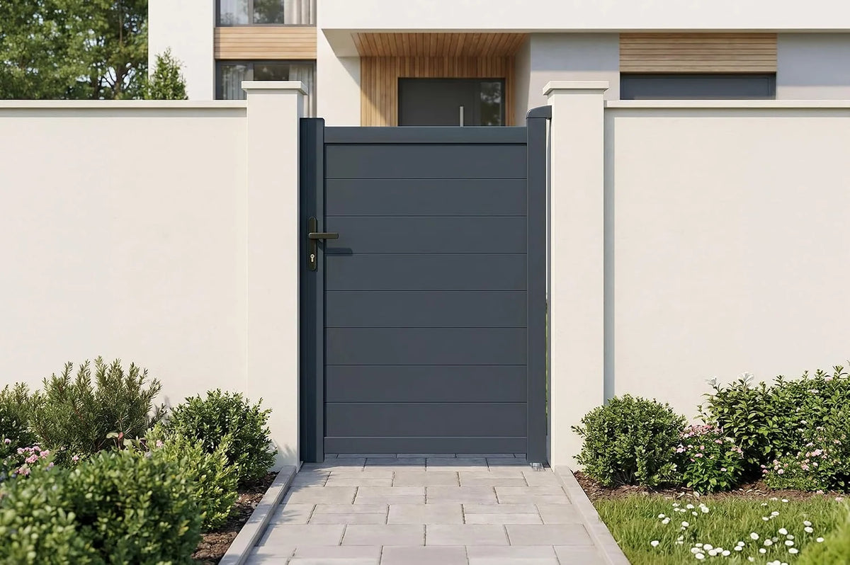 Casanoov Aluminium Folding Driveway Gate 4m x 160cm Grey - KIT-000024