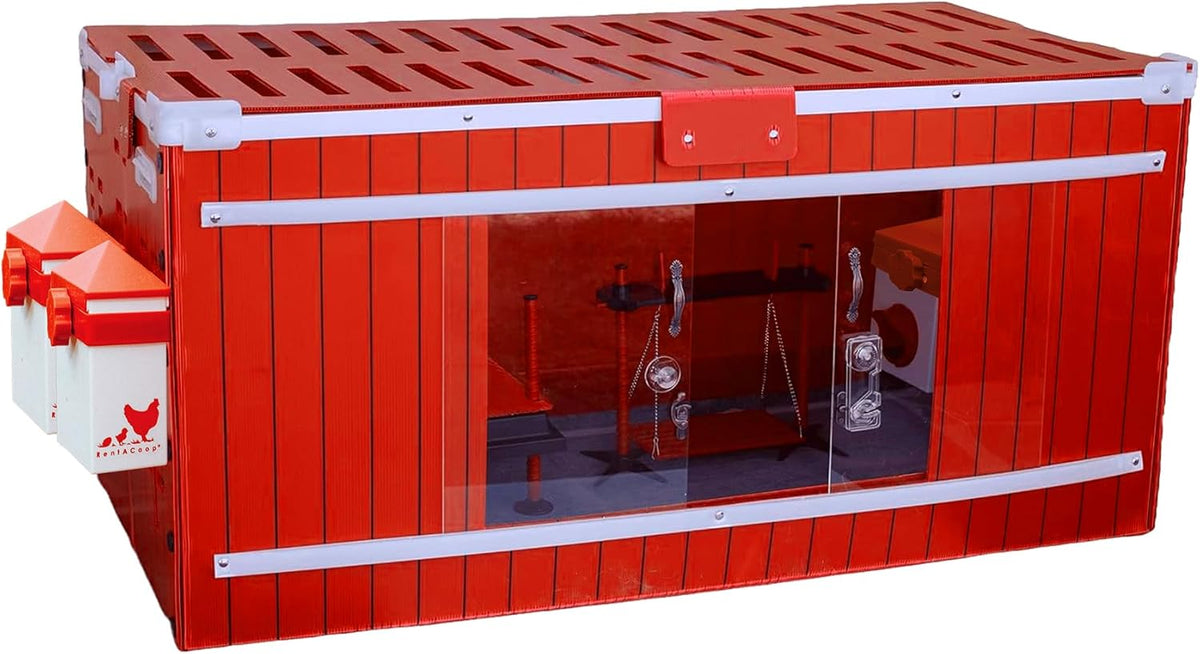 RentACoop Big Red Barn Chick Brooder Set With 12 x 12 Heating Plate, Feeders And Waterers