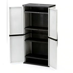 Gray Plastic Garage Storage Cabinet 35 in W x 71 in H x 18 in D, 4 Adjustable Shelves - 2025 Model