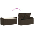 vidaXL Outdoor Poly Rattan Storage Bench With Cushion, Black, 45.3 x 20.1 x 20.5 in