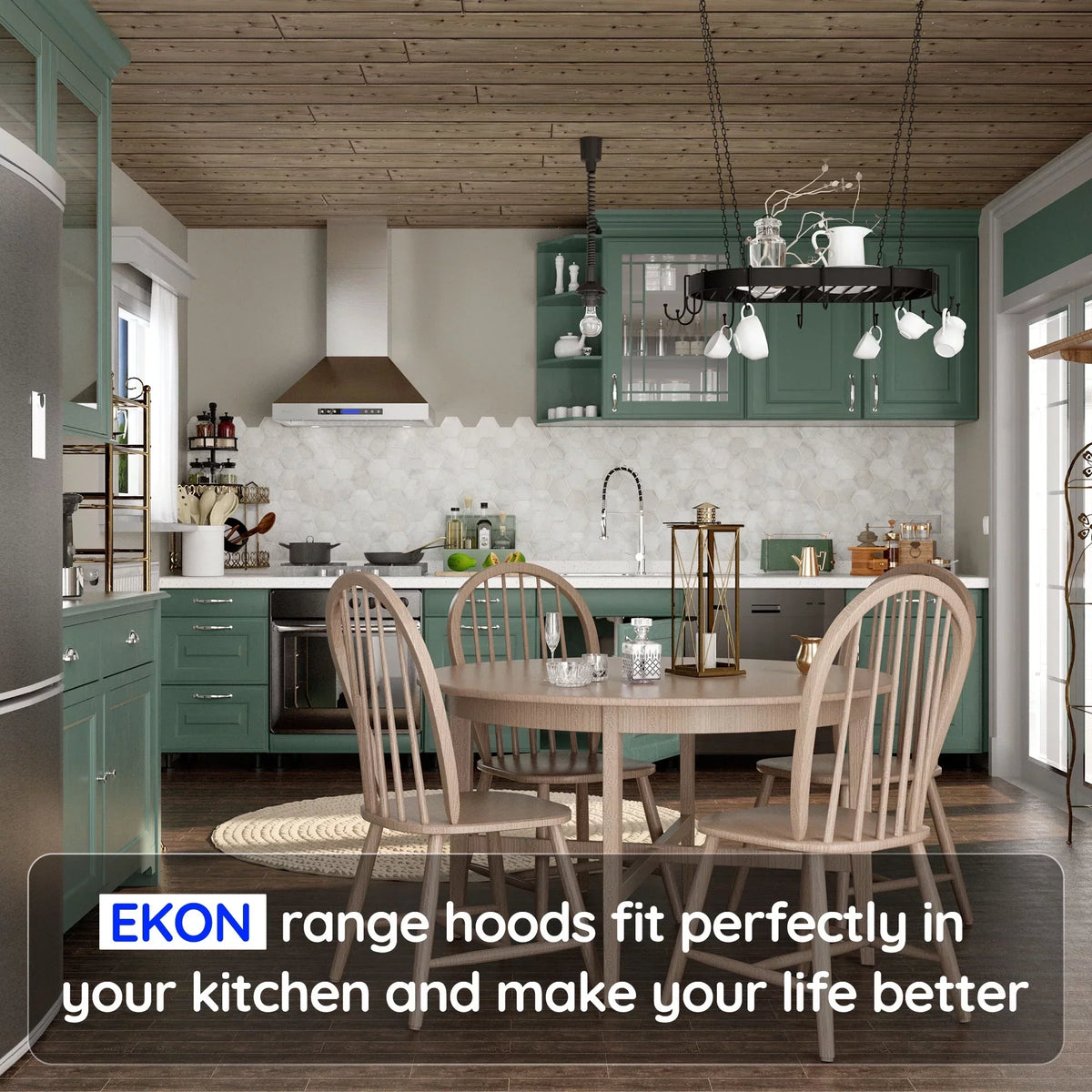 EKON KITCHEN EXPERT 36 Inches Stainless Steel Convertible Wall Mount Range Hood With Charcoal Filter And Remote Control - NAP04-36