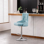 Alexent 2-Piece Swivel Bar Stools, Dark Blue, 43.7-51.6 H, 19.3 W x 18.1 D - Silver Footrest