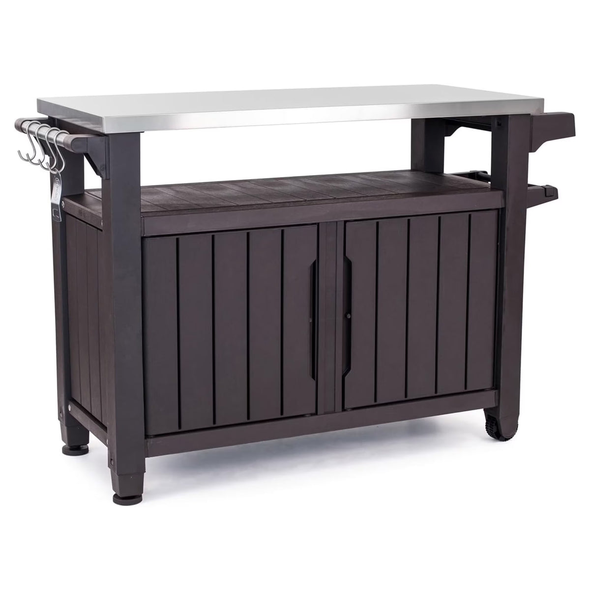 Keter Outdoor Kitchen Rolling Bar Cart, Brown, 78 Gallon - Unity XL