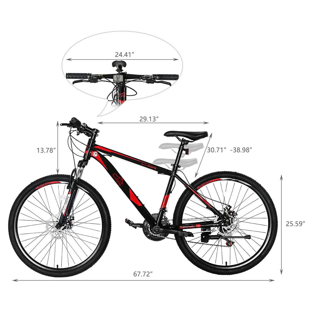 CamPingSurvivals 26 in Lightweight Explorer Mountain Bike, 21-Speed, Red/Black