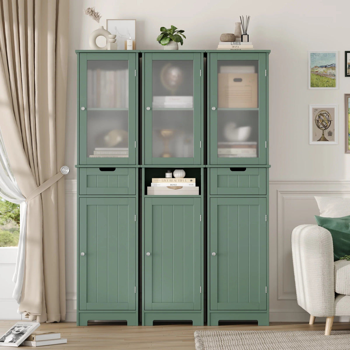 Homfa Tall Narrow Bathroom Storage Cabinet With Door And Drawer, 15.7in L x 11.8in W x 67in H, White