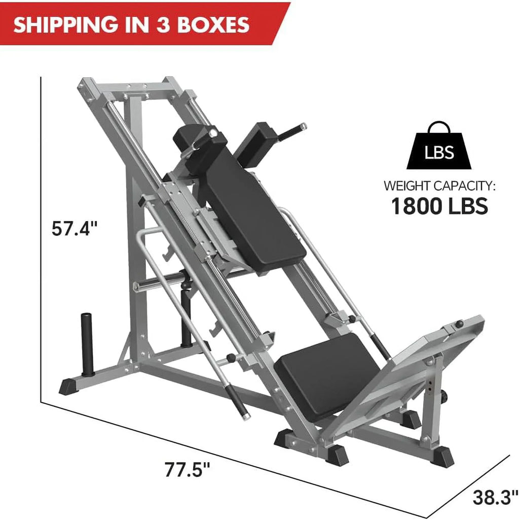 2-In-1 Leg Press And Hack Squat Machine With Linear Bearing - 45-Degree