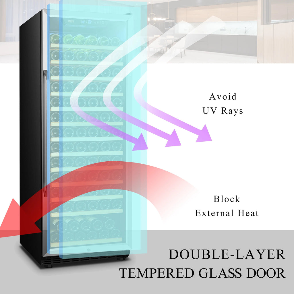 Lanbo 165 Bottle Built-In Black Single Zone Wine Cooler, 24 inch Width - LW177S