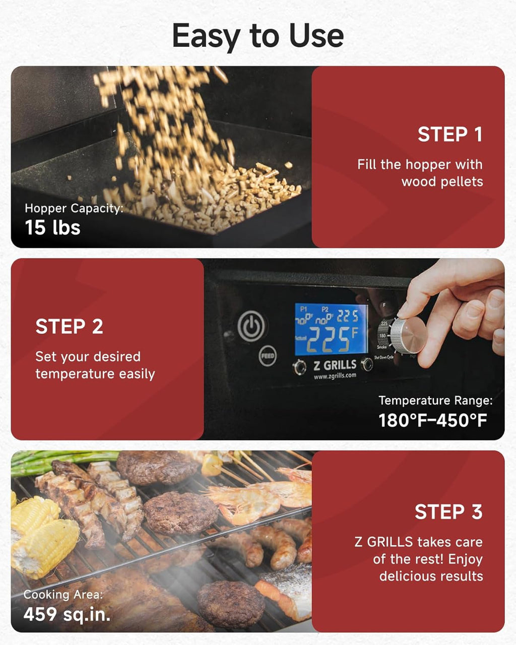 Z GRILLS Wood Pellet Grill & Smoker, Bronze, 459 Sq In, 8-in-1 - ZPG-450A2