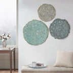 Textured Feather 3-Piece Metal Disc Wall Decor Set - 20in, 17.25in, 14.25in