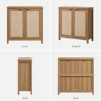 SICOTAS Sideboard Buffet Cabinet, 13.9in D x 68.6in W x 35.4in H, Oak, 2 Pcs