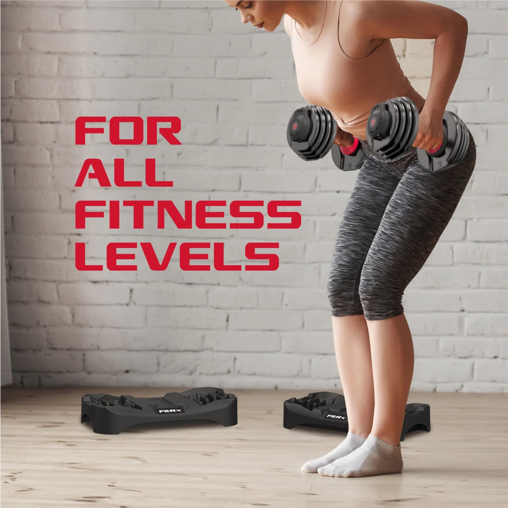 FitRx SmartBell Adjustable Dumbbell Set, 2-Pack, 25lb, 9-in-1 Quick-Select Weights, 2.5lb Increments