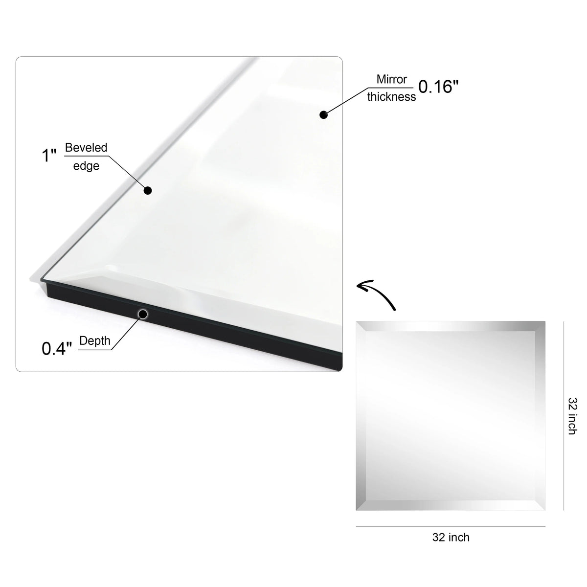 Frameless Beveled Prism Wall Mirror - Clear