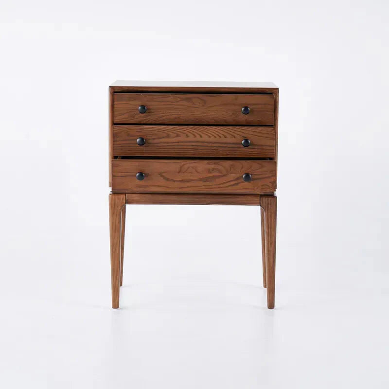 Walnut Ash Wood Chest Cabinet With 3 Drawers, 23.6 x 14.2 x 31.5 in