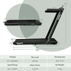 GYMAX 2-in-1 Folding Under Desk Treadmill With Speaker, App And Remote Control - 2.5HP