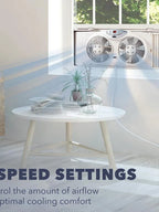 Bionaire Twin Window Fan With Reversible Airflow, 3 Speeds And Remote Control