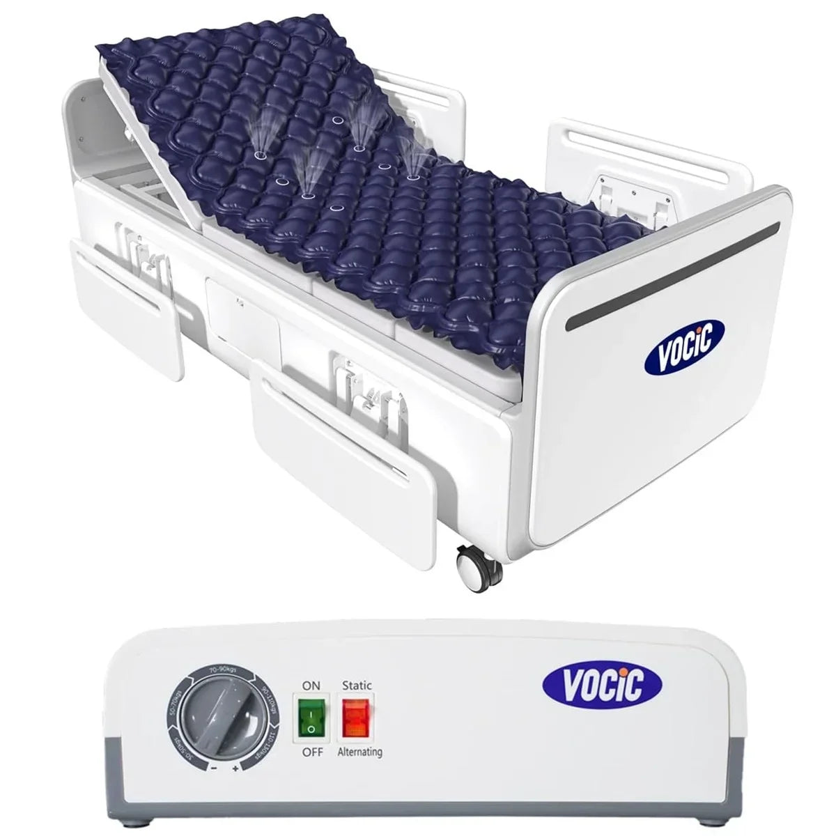 VOCIC Alternating Air Pressure Mattress Pad, Blue, 89"X38"X3", Vinyl - S34