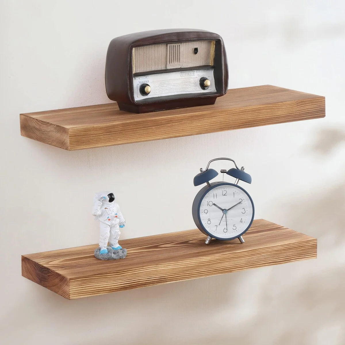 Set Of 2 Handcrafted European Pine Floating Wall Shelves, 16inch/24inch/36inch, Grey/Espresso/Walnut