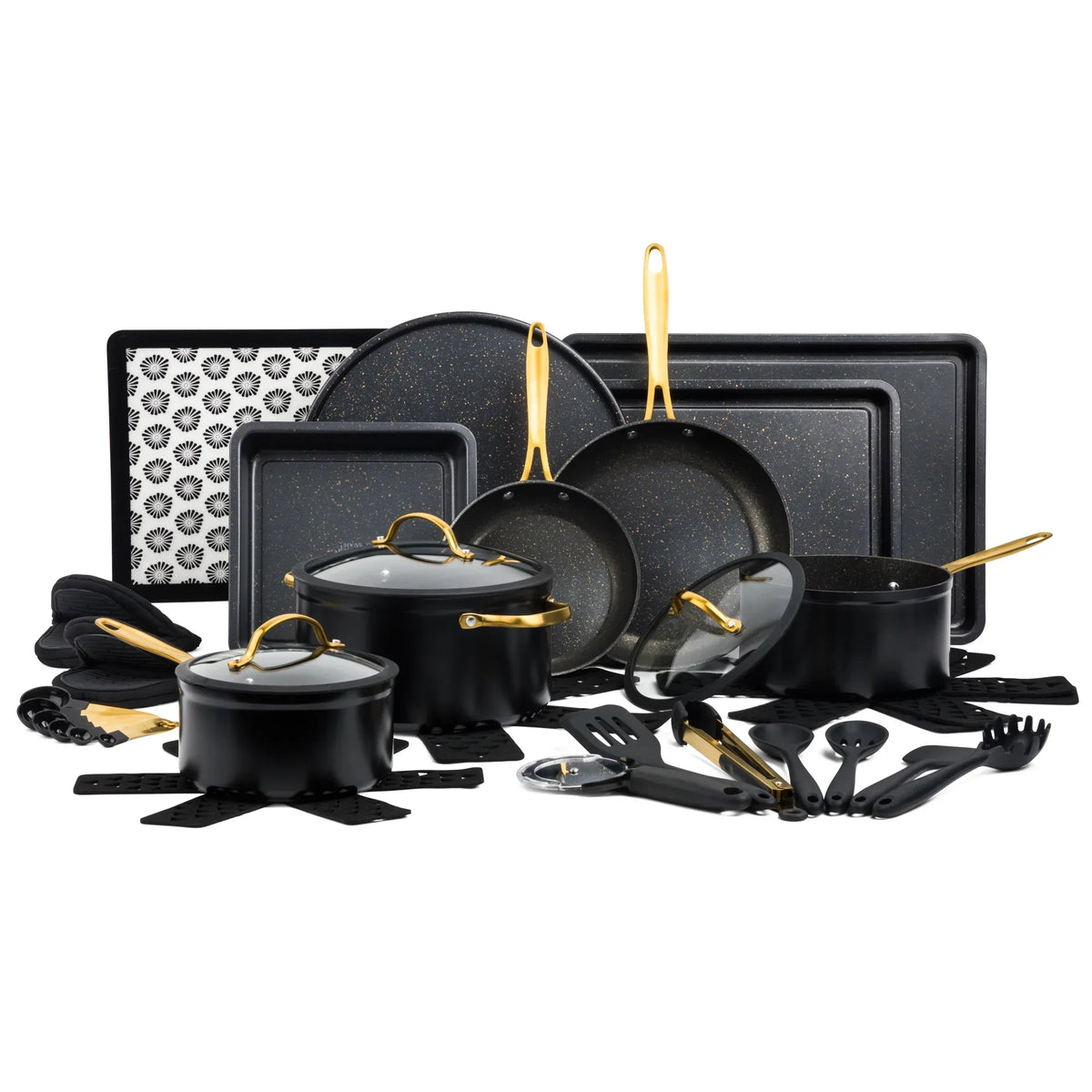 Thyme & Table 32-Piece Non-Stick Cookware & Bakeware Set, Black