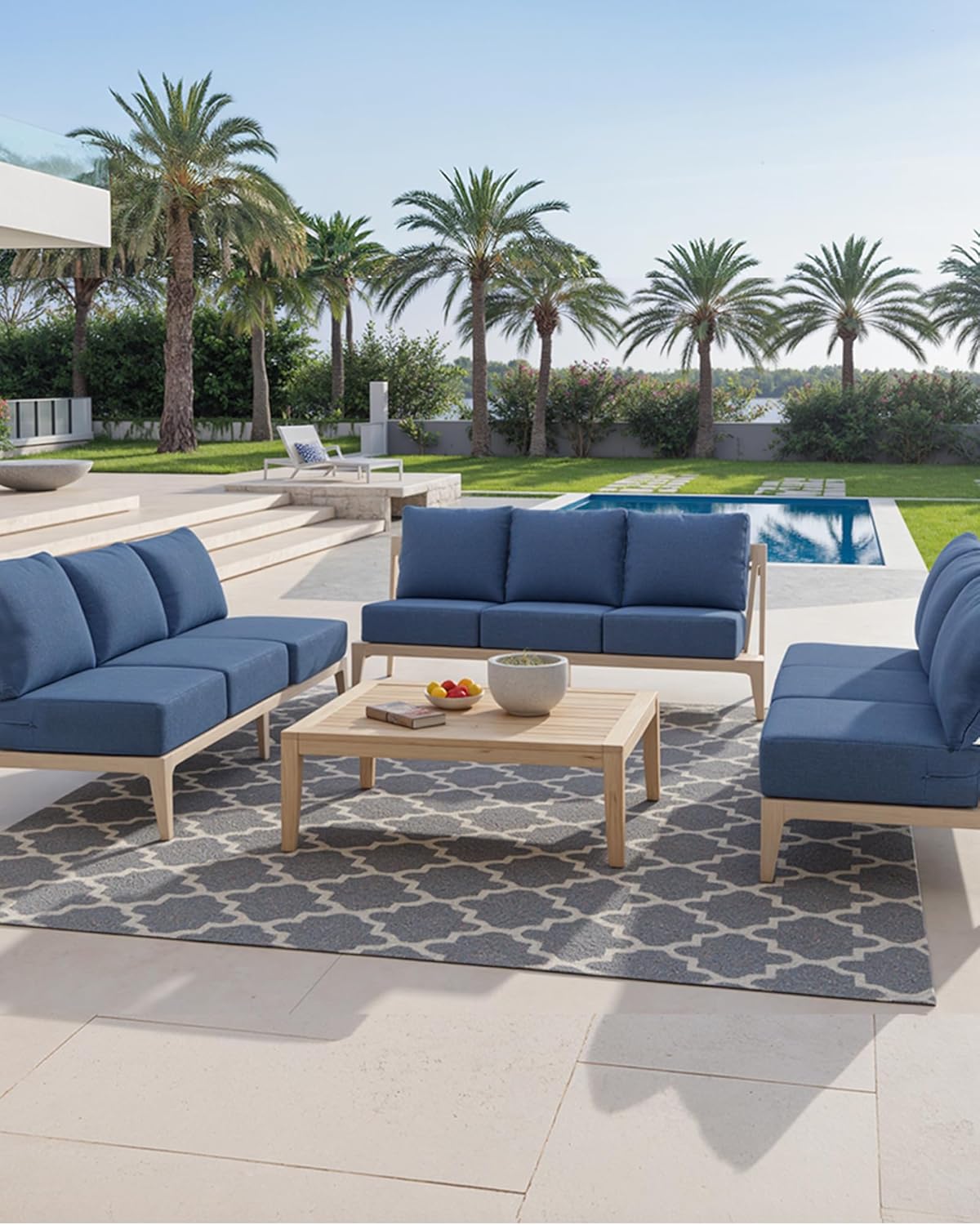 ACTREST Outdoor Seat Cushion Set, 2 Count, Navy Blue, 24 x 24 x 6 in