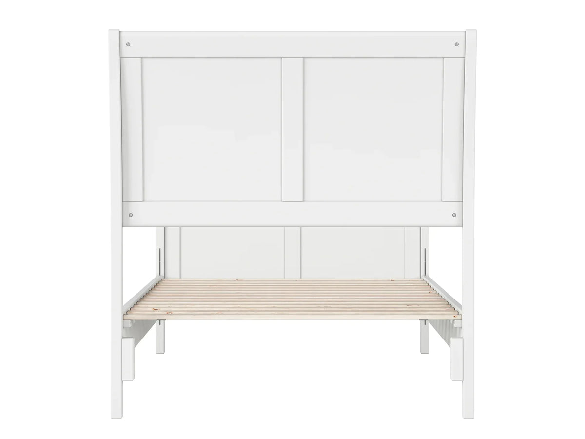 AFI Valencia Twin Wood Low Profile Sleigh Platform Bed With Matching Footboard, White
