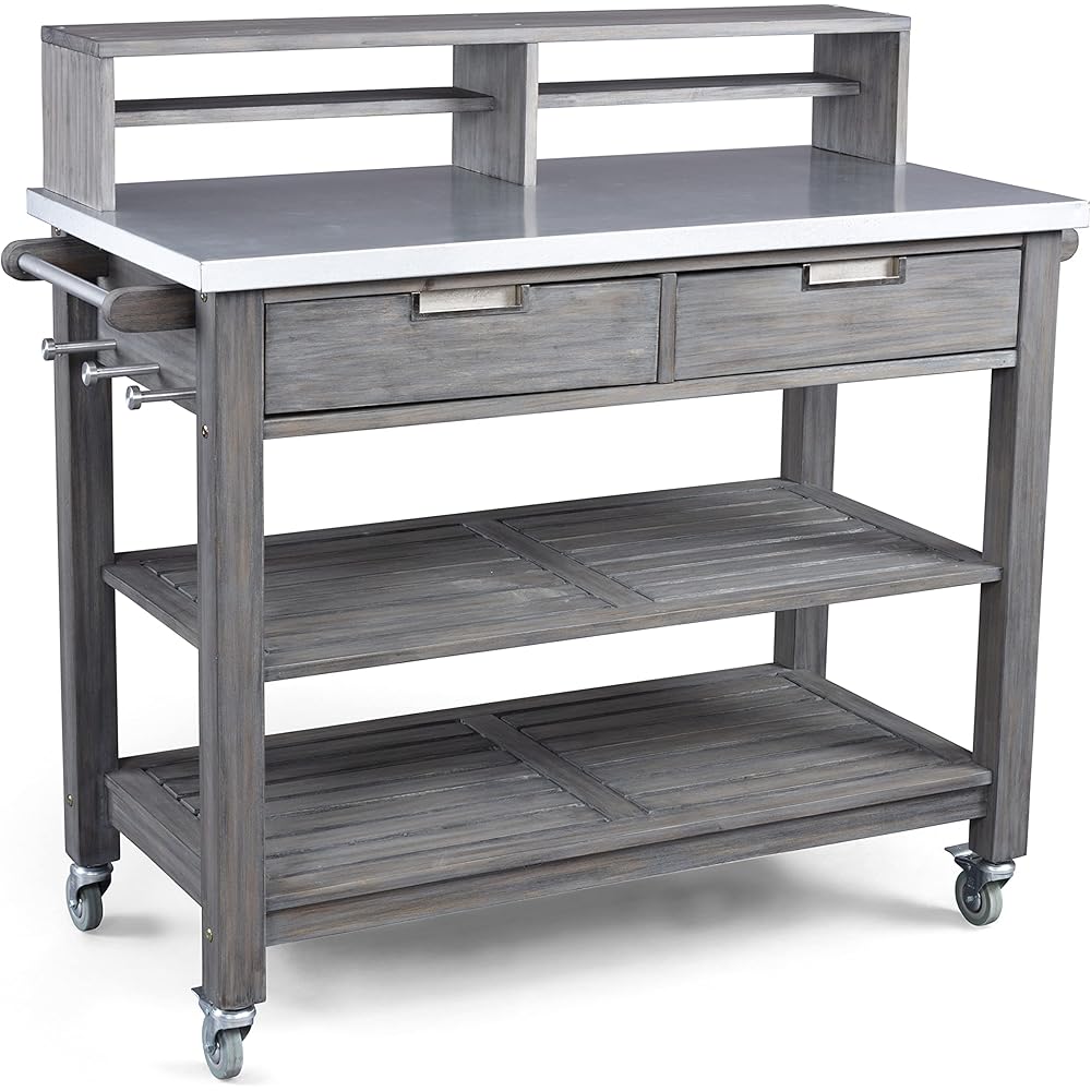 Maho Solid Teak Outdoor Potting Bench - Gray