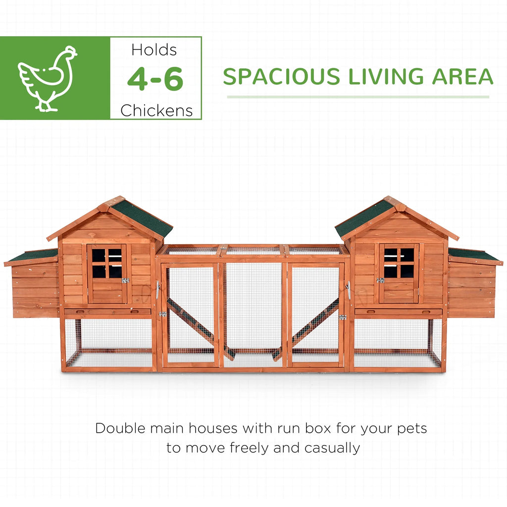 Pawhut Wooden Chicken Coop With Double Nesting Boxes And Outdoor Run