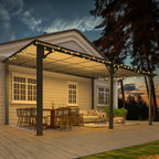 AECOJOY 16 ft x 12 ft Wall-Mounted Hard Top Pergola
