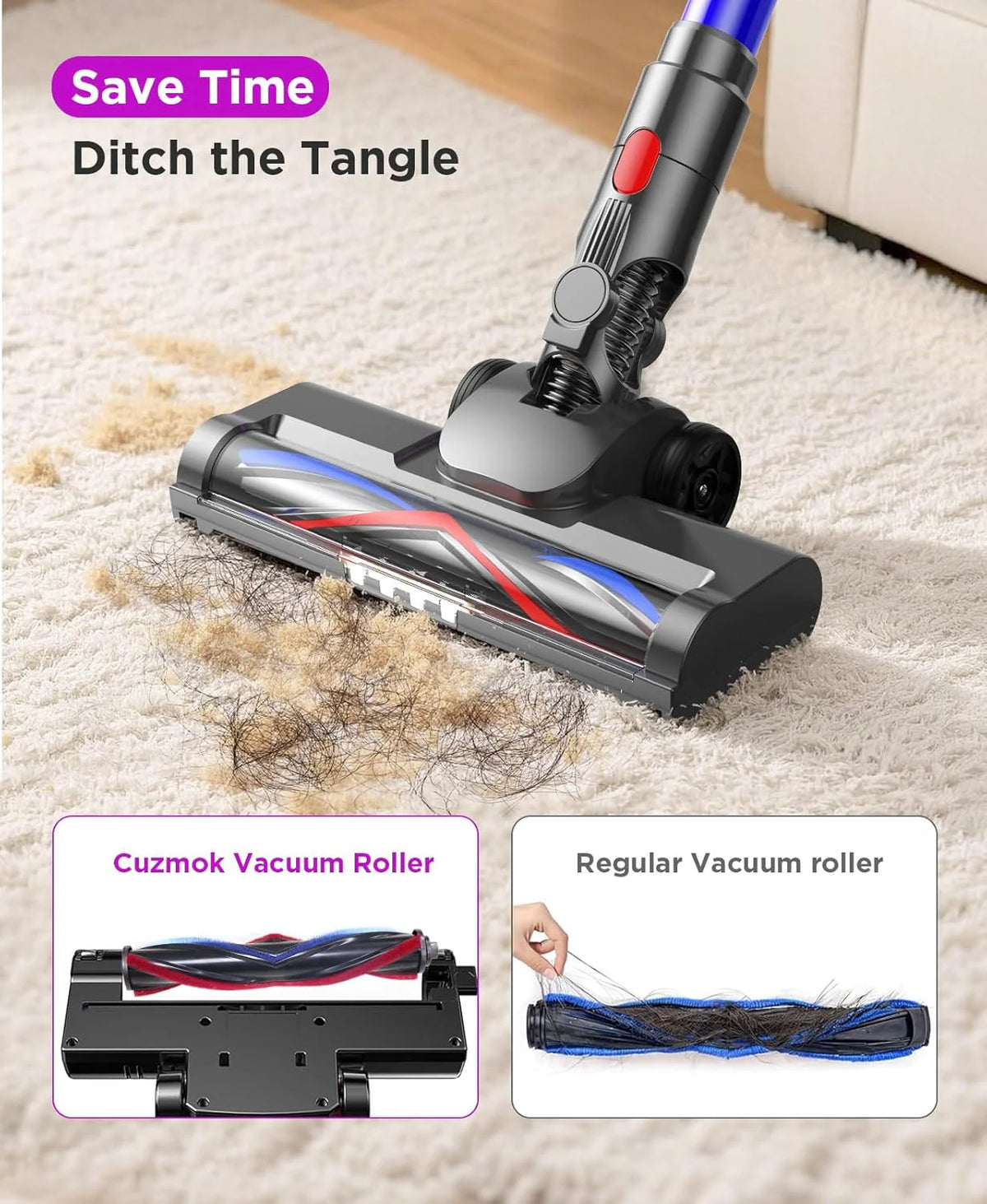 Senville Cordless Stick Vacuum Cleaner - 550W, 55 Min Runtime