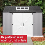 Rubbermaid Resin Outdoor Storage Shed With Floor, 7x7 ft, Gray