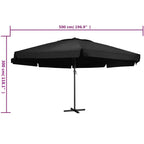 vidaXL Garden Parasol, Azure Blue Polyester With PA Coating, 196.9in x 118.1in