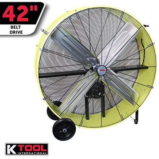 K Tool International 42 in Belt Drive Drum Fan, 2-Speed, Safety Yellow - KTI77743