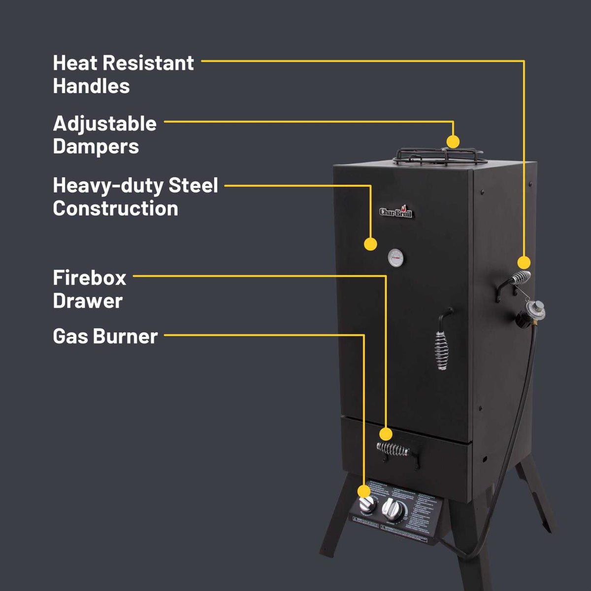 Char-Broil Vertical Liquid Propane Gas Smoker, 595 Square Inches, 16,500 BTU
