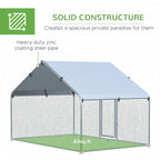 PawHut Walk-In Chicken Coop Run With Waterproof Anti-UV Cover - 9.8' x 6.6' x 6.4', 1.26 in Tube Diameter