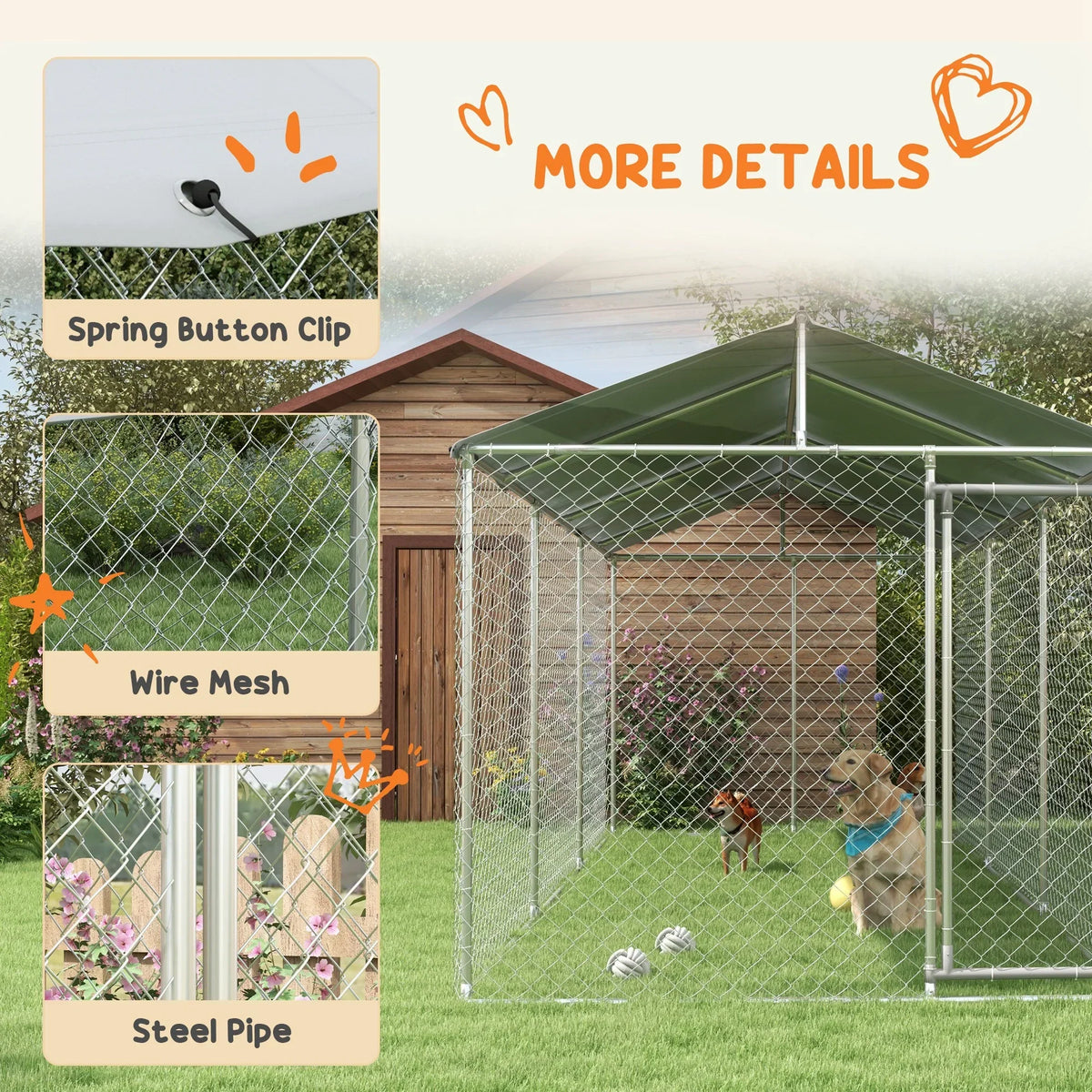 PawHut Outdoor Dog Kennel 19.7' x 7.5' x 7.5' With Waterproof Roof - D02-179V02SR