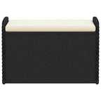 vidaXL Outdoor Poly Rattan Storage Bench With Cushion, Black, 45.3 x 20.1 x 20.5 in